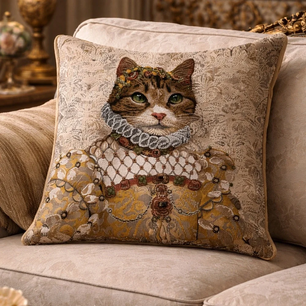 Metrax Craye Cat Tapestry Pillow Cover Grey Cat Sisi 48cm Belgian Novelt